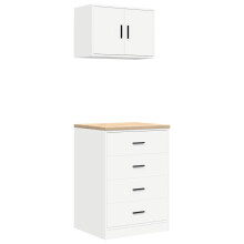 vidaXL Garage Cabinets 2 pcs White Engineered Wood cabinet tool cabinet