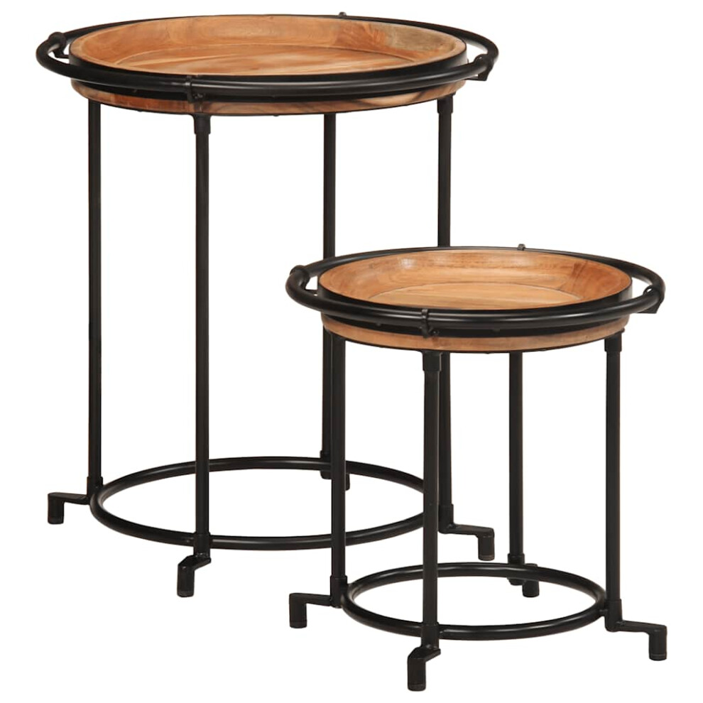 Vidaxl 2 Piece Side Table Set Solid Wood Acacia, Brown - Image 2