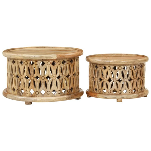 VidaXL vidaXL Juego de 2 Mesas de Café de Madera Sólida de Mango 2