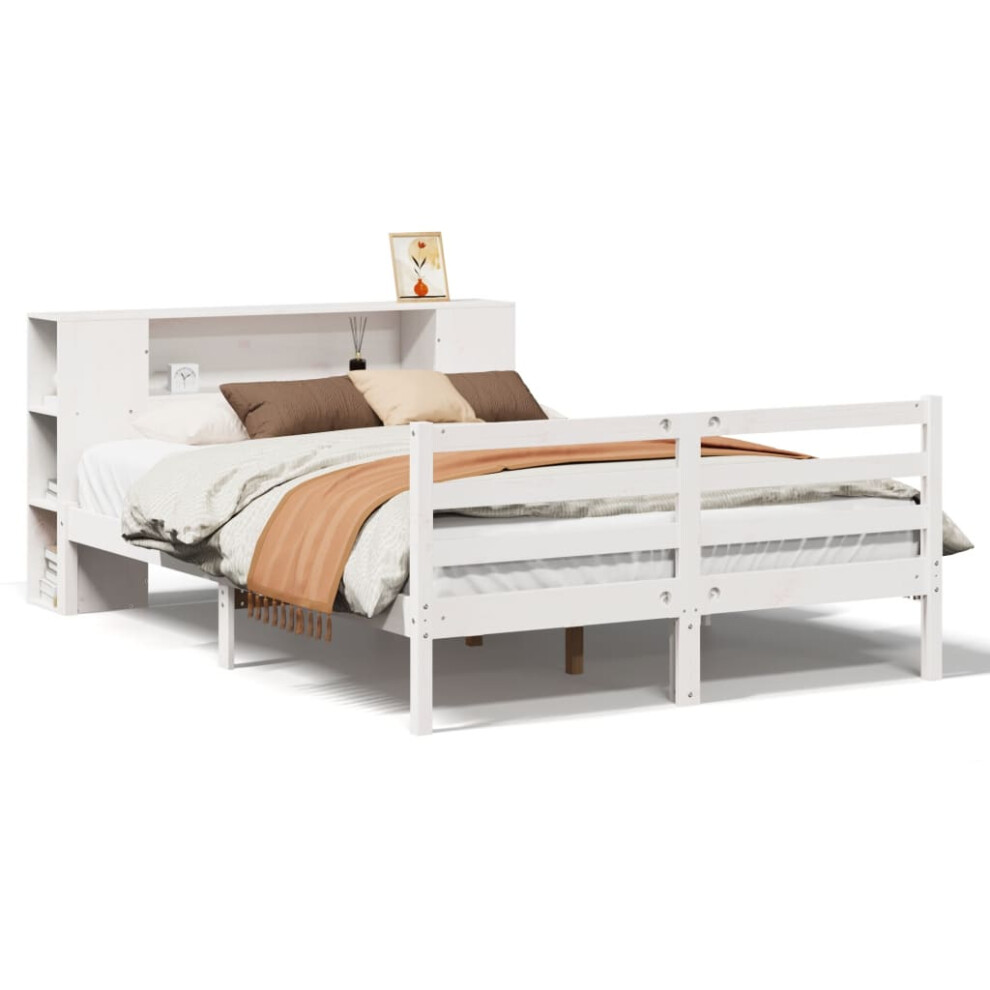 vidaXL Bookcase Bed without Mattress Bed White 160x200 cm Solid Wood Pine