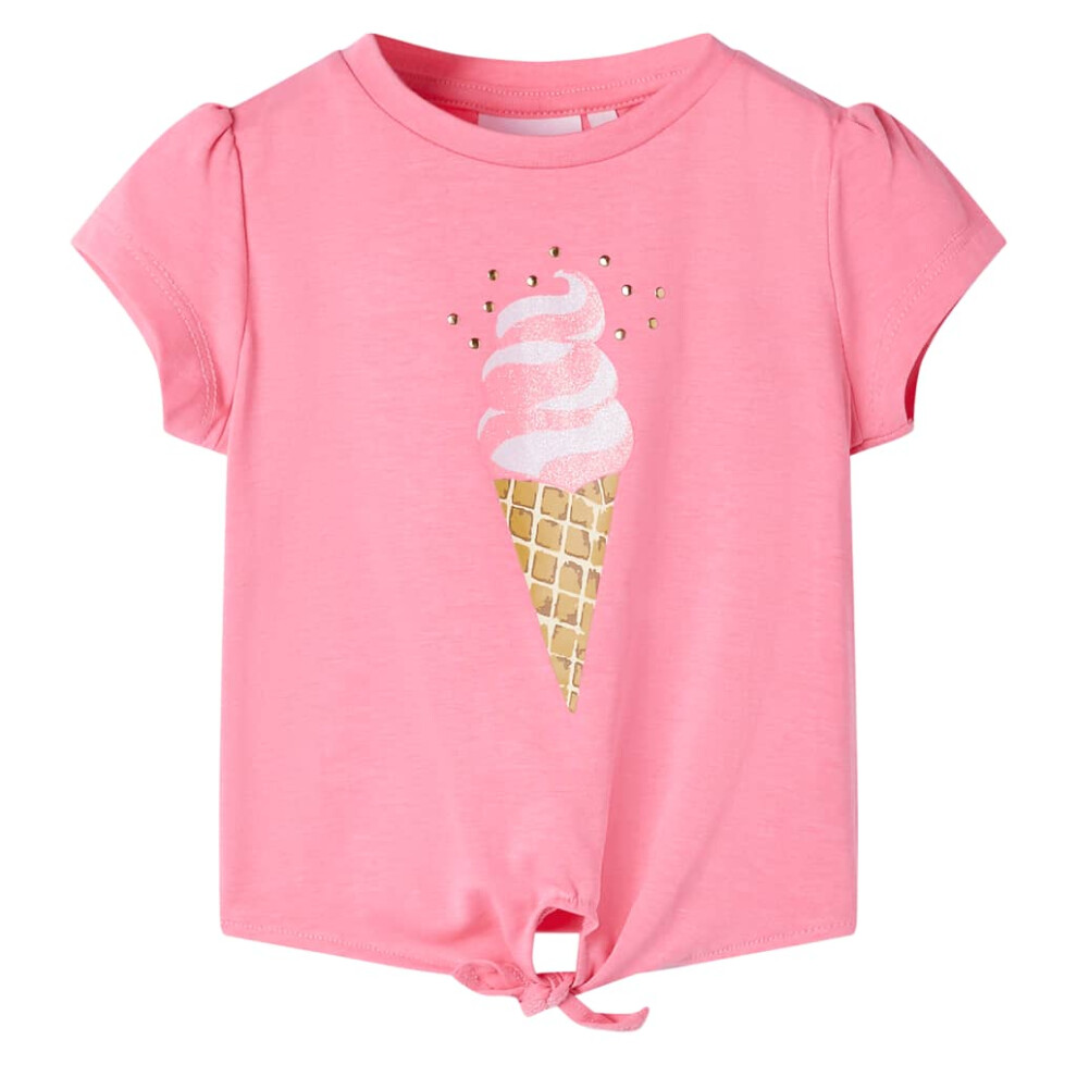 Vidaxl Kids' T-Shirt Short Sleeves Children's Shirt Tee Top Bright Fluo 116 Pink