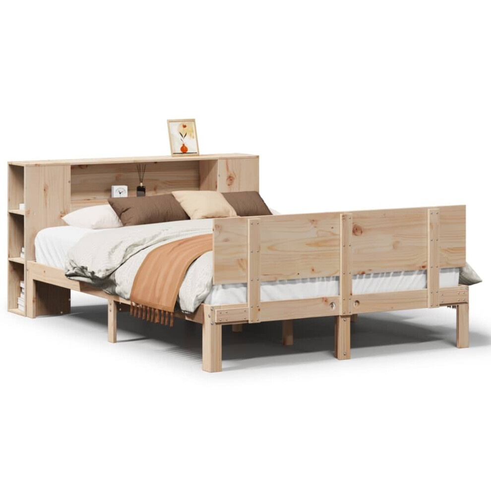 vidaXL Bookcase Bed Without Mattress Home Bed Base 160x200cm Solid Wood Pine