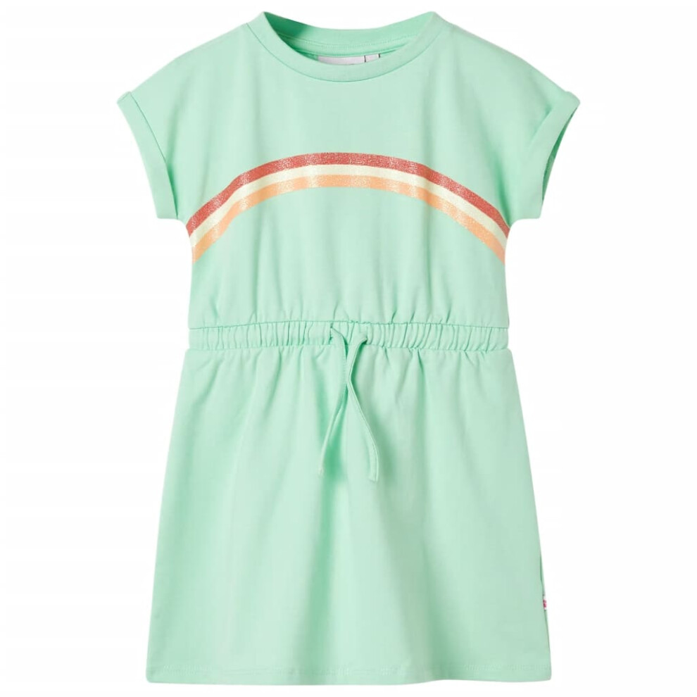 Vidaxl Kids' Dress With Drawstring Girls' Dress Kids' Short Dress Bright 104 Green