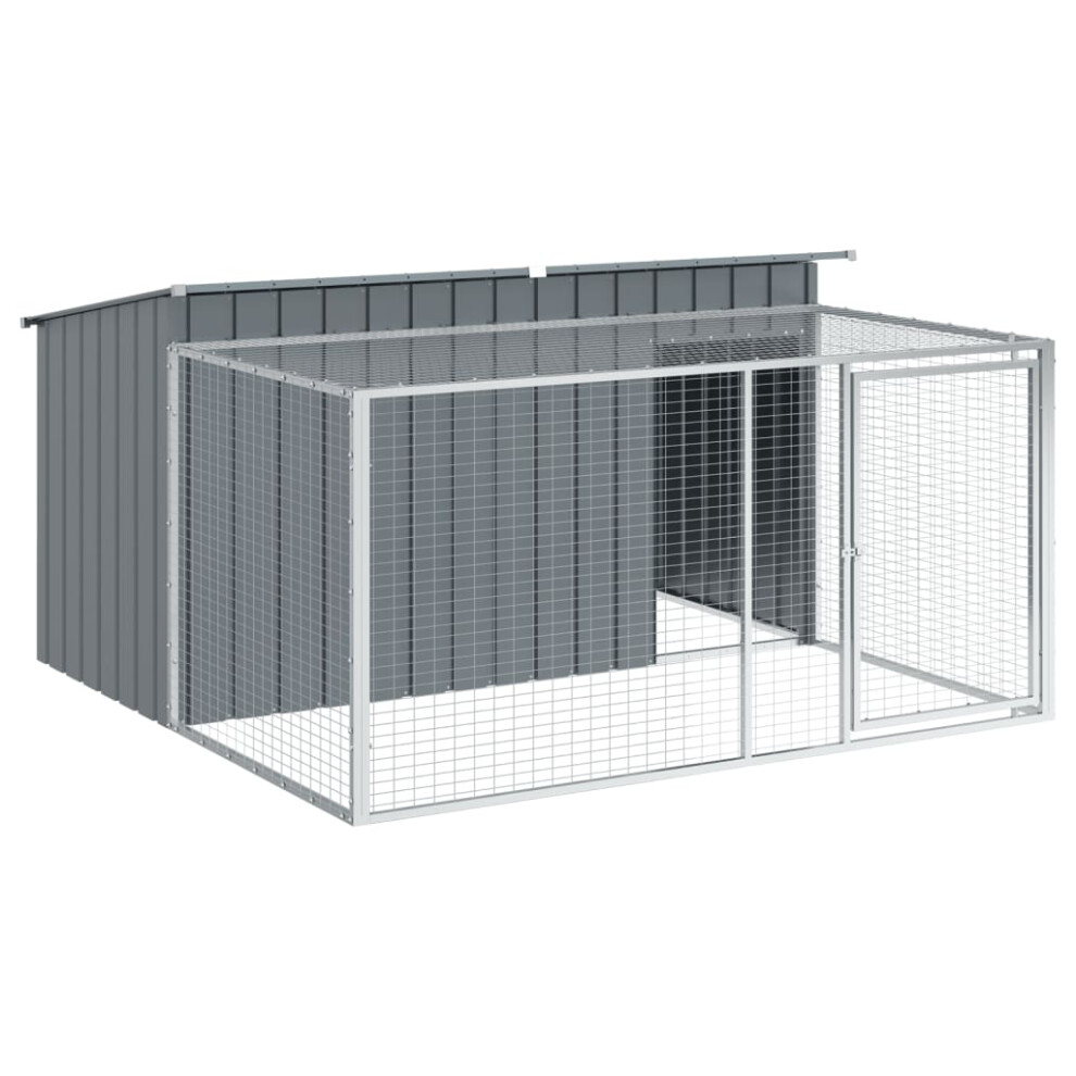 Vidaxl Dog House With Run Dog Kennel Dog Crate Anthracite Galvanised Steel