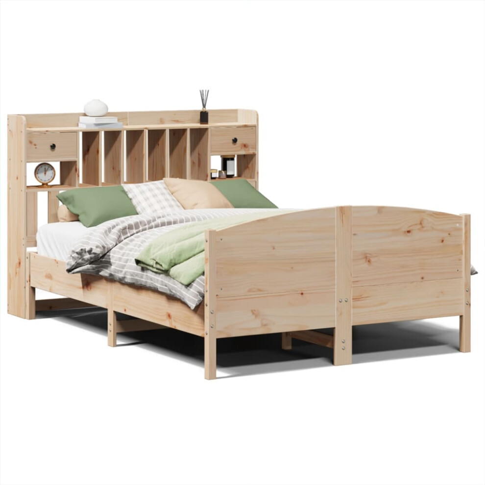 vidaXL Bookcase Bed Without Mattress Home Bed Base 140x200cm Solid Wood Pine