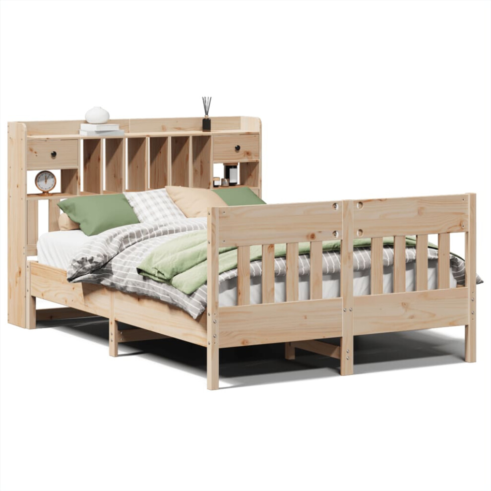 vidaXL Bed Frame without Mattress Home Bed Base 140x190 cm Solid Wood Pine