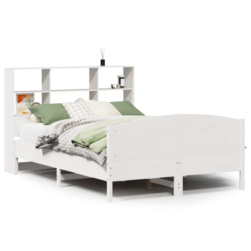 Vidaxl Bookcase Bed Without Mattress Bed Base White 160X200cm Solid Wood Pine
