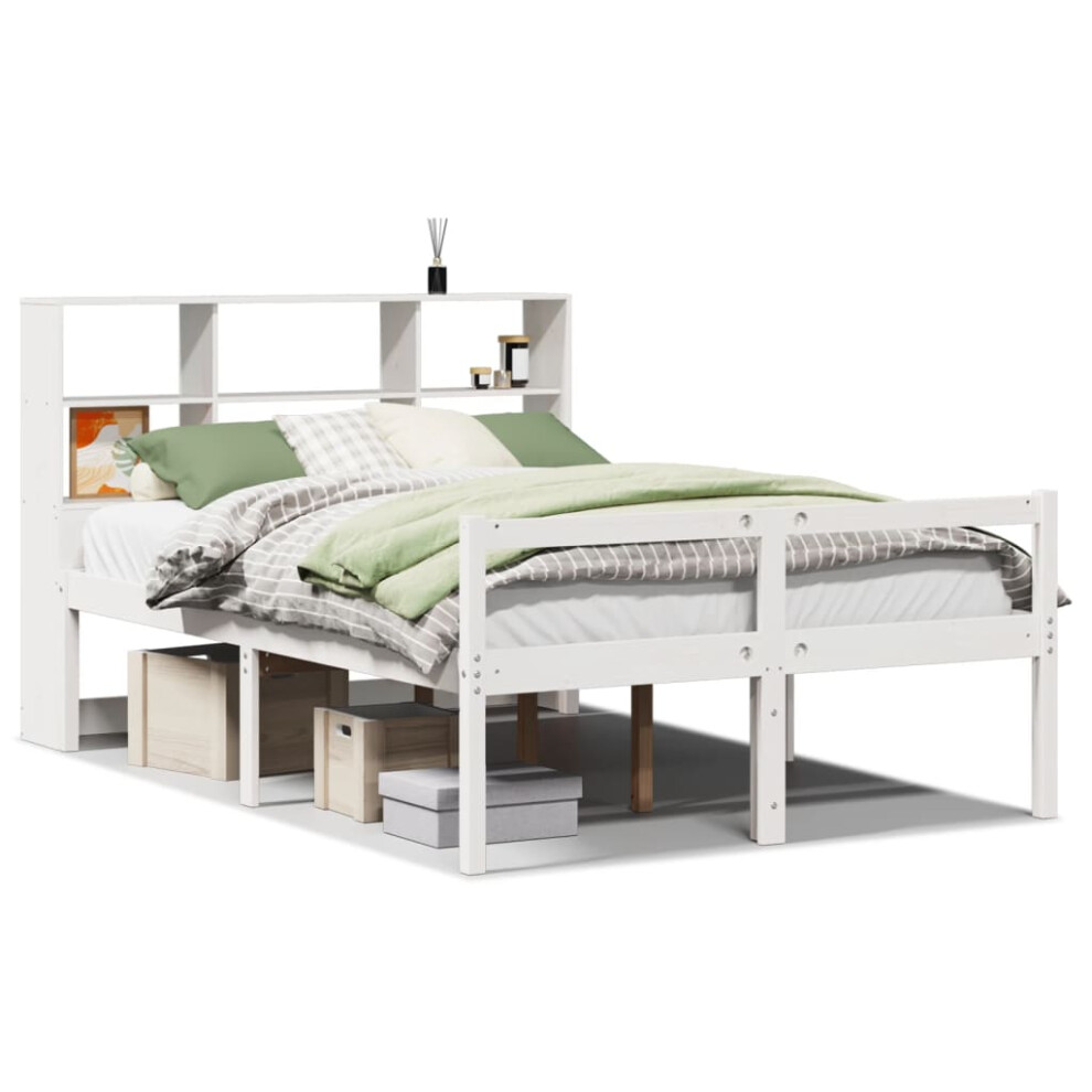 Vidaxl Bookcase Bed Without Mattress Bed White 160X200 Cm Solid Wood Pine