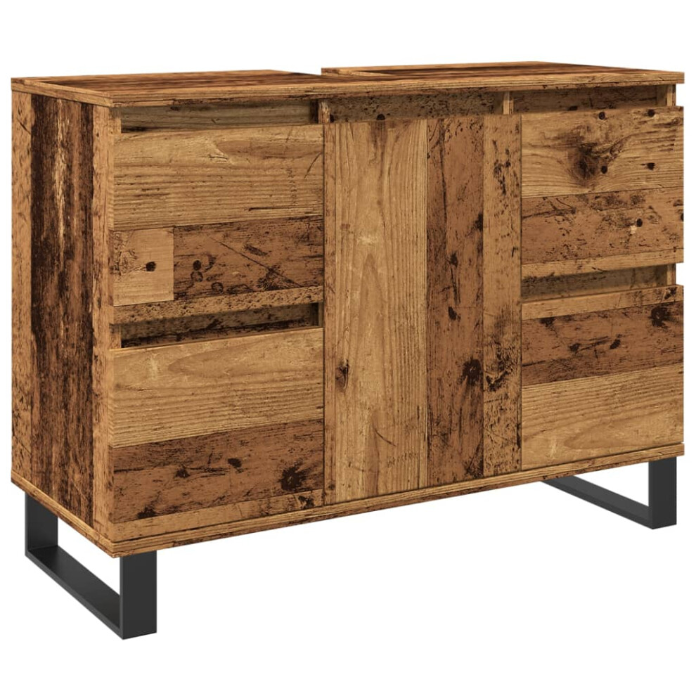 Vidaxl Bathroom Sink Cabinet Storage Sink Cupboard Old Wood Engineered Wood