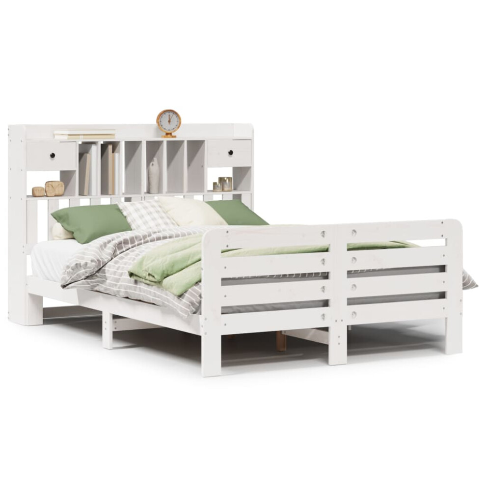 vidaXL Bookcase Bed Without Mattress Bed White 160x200 Cm Solid Wood Pine