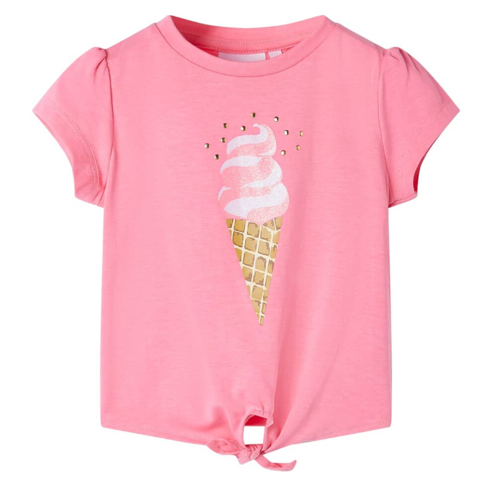 Kids' T-shirt Short Sleeves Children's Shirt Tee Top Bright Fluo Pink 140