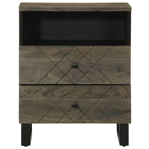 VidaXL vidaXL Bedside Cabinet Black 50x33x62 cm Solid Wood Mango bedside table 2