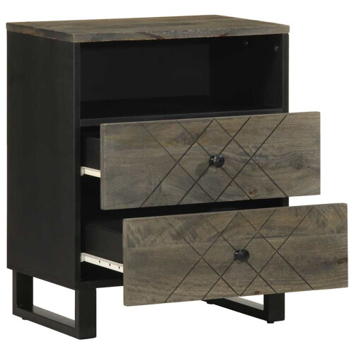 VidaXL vidaXL Bedside Cabinet Black 50x33x62 cm Solid Wood Mango bedside table 1