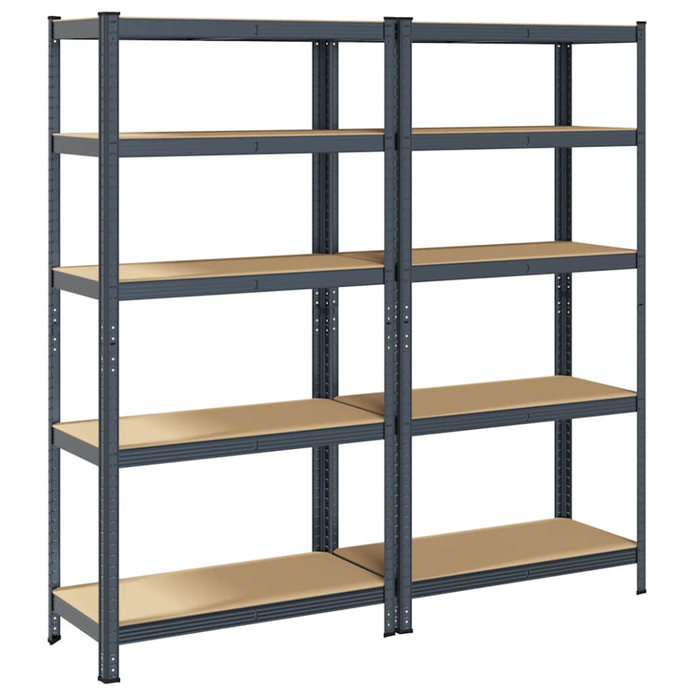 vidaXL 5-Layer Heavy-duty Shelves 2 pcs Anthracite Steel&Engineered Wood