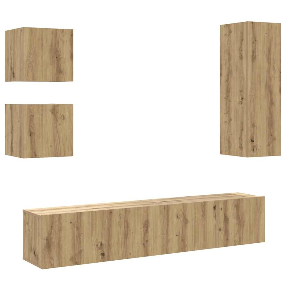 vidaXL 5 Piece TV Cabinet Set Wall-mounted Artisan Oak Engineered Wood