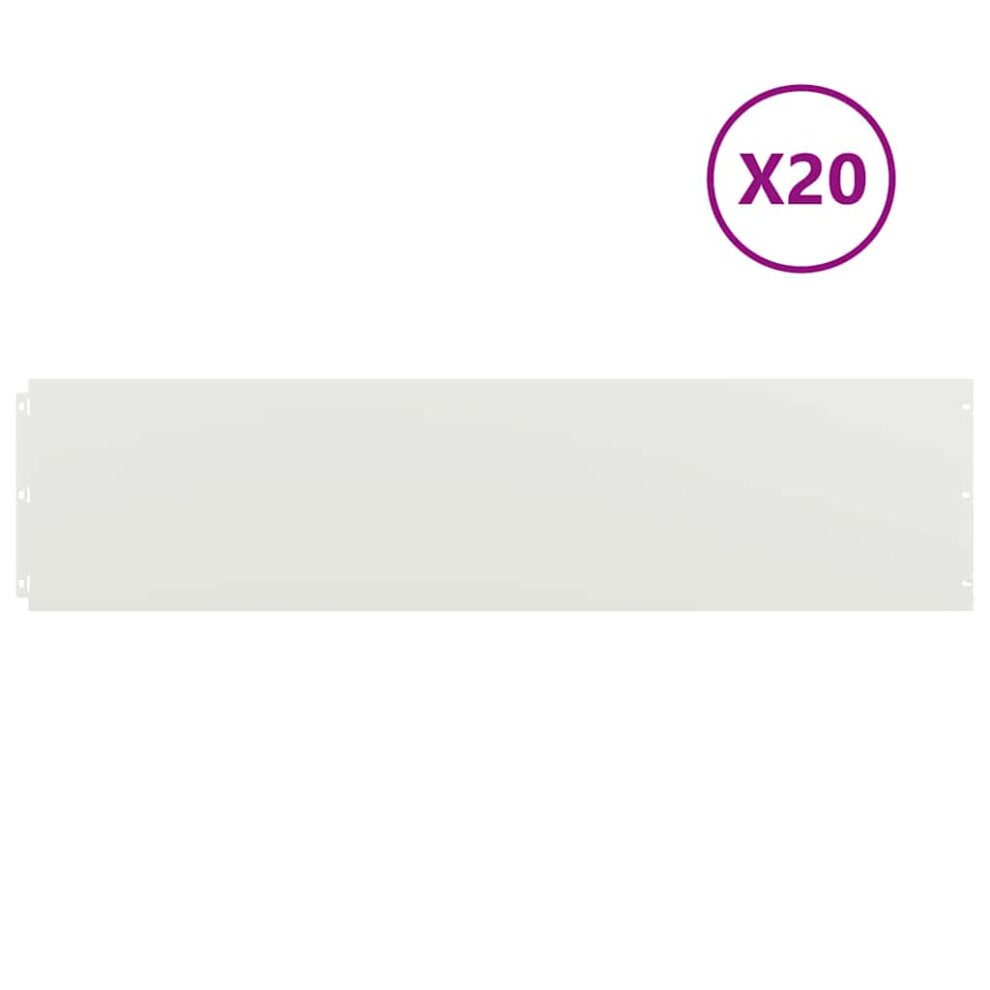 Vidaxl Lawn Edgings 20 Pcs White 25X103 Cm Cold-Rolled Steel Garden Edging