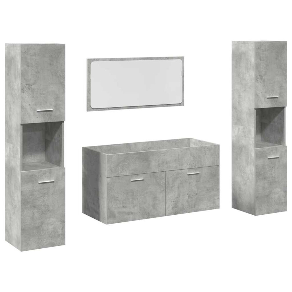 vidaXL 4 Piece Bathroom Furniture Set Concrete Grey Engineered Wood