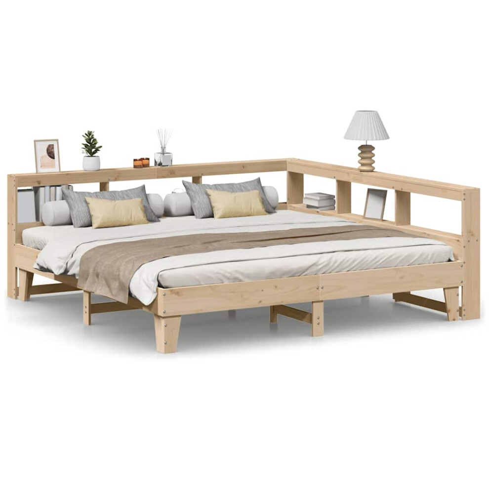 vidaXL Bookcase Bed Without Mattress 200x200cm Solid Wood Pine Bed