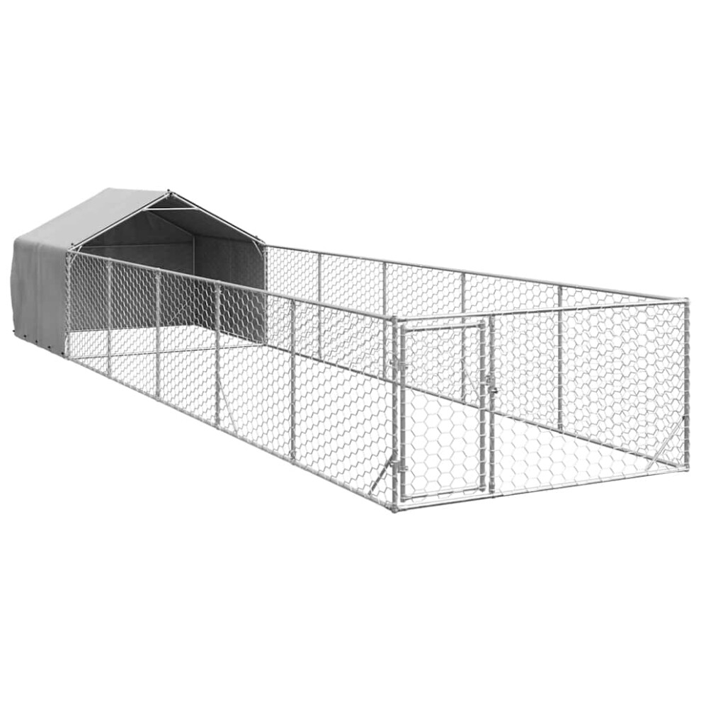 Vidaxl Outdoor Dog Kennel With Run 8X2x1.5 M Galvanised Steel Outdoor Dog Cage