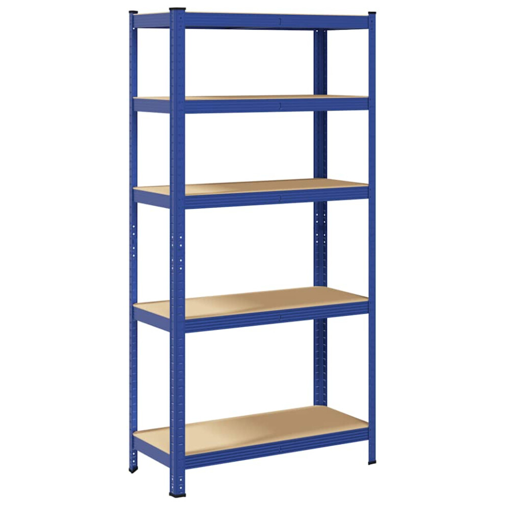 vidaXL 5-Layer Storage Shelf Blue Steel&Engineered Wood Garage Shelving