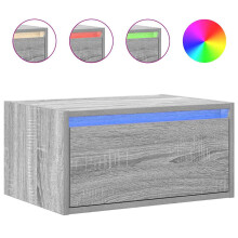 vidaXL Wall-mounted Bedside Cabinet with LED Lights Grey Sonoma cabinet