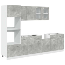 vidaXL 7 Piece Bathroom Furniture Set Concrete Grey Engineered Wood