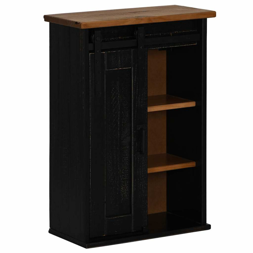 vidaXL Hanging Cabinet HALDEN with Sliding Door Black 49x22.5x70 cm Pine