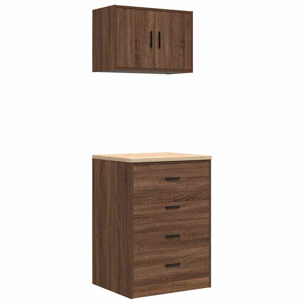 vidaXL Garage Cabinets 2 pcs Brown Oak Engineered Wood cabinet tool cabinet