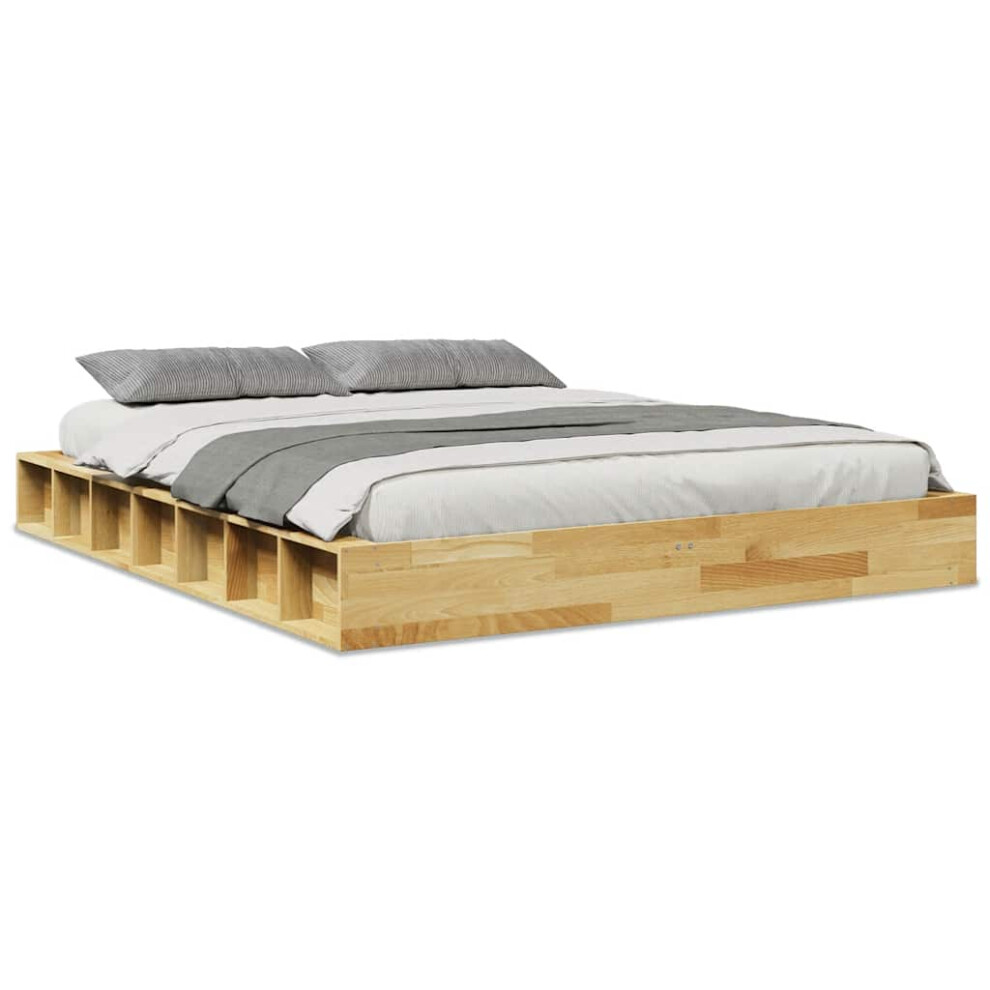 Vidaxl Bed Frame Without Mattress 140X190 Cm Solid Wood Oak Bedroom Furniture