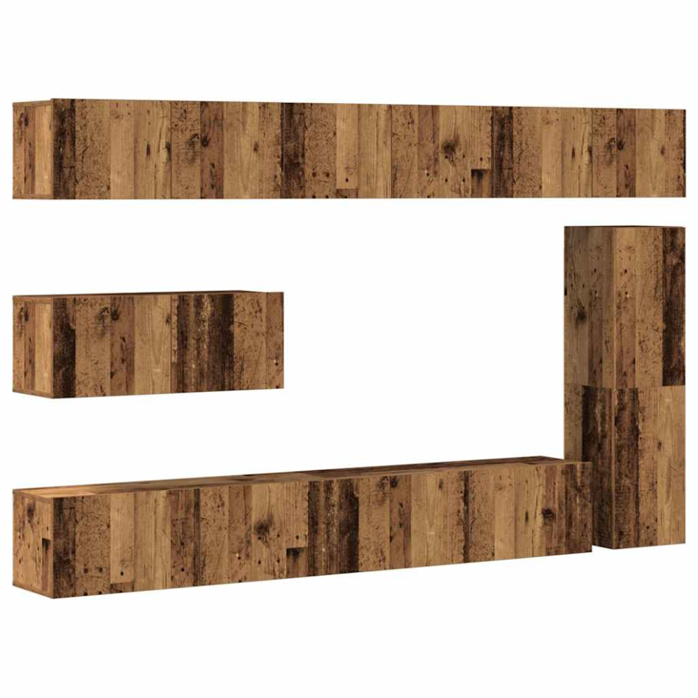 Vidaxl 7 Piece Tv Cabinet Set Wall-Mounted Old Wood Engineered Wood Tv Cabinet