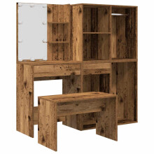vidaXL Dressing Table Set with LED Old Wood Engineered Wood dressing table