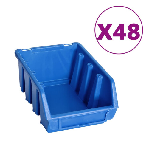 VidaXL vidaXL Storage Bin Kit with Wall Panels 128 Piece Blue and Black Tool Boxes 1