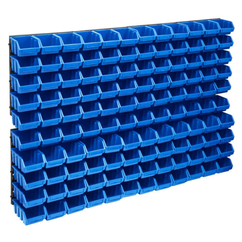 VidaXL vidaXL Storage Bin Kit with Wall Panels 128 Piece Blue and Black Tool Boxes