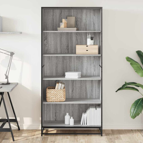 VidaXL vidaXL Bookcase Bookshelf Rack Storage Cabinet Grey Sonoma Engineered Wood 2