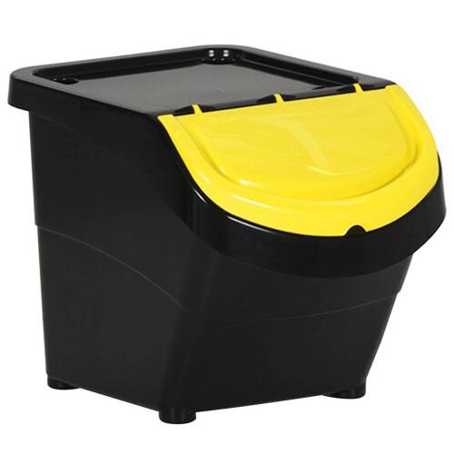 VidaXL vidaXL Stackable Waste Bins with Lids 3 pcs Black PP 78 L recycling bin 1