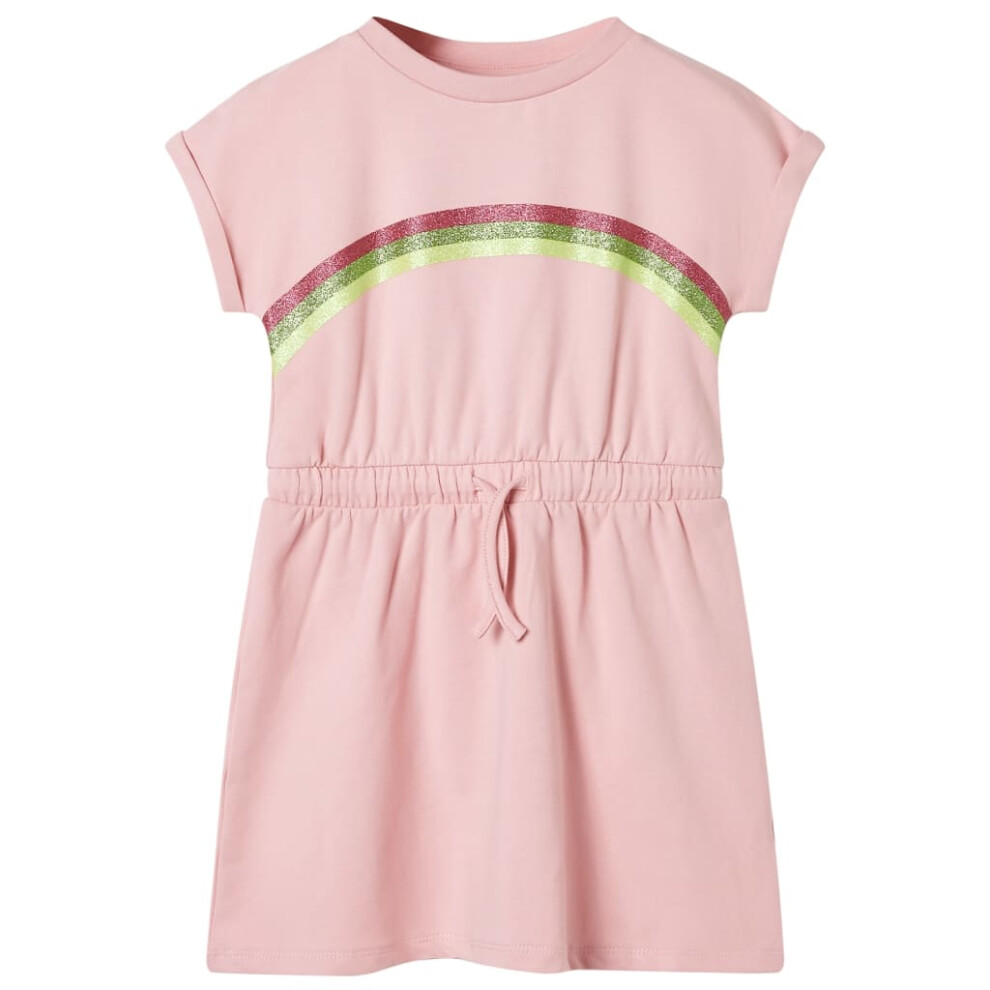 Kids' Dress with Drawstring Girls' Dress Children's Short Dress Light Pink 128