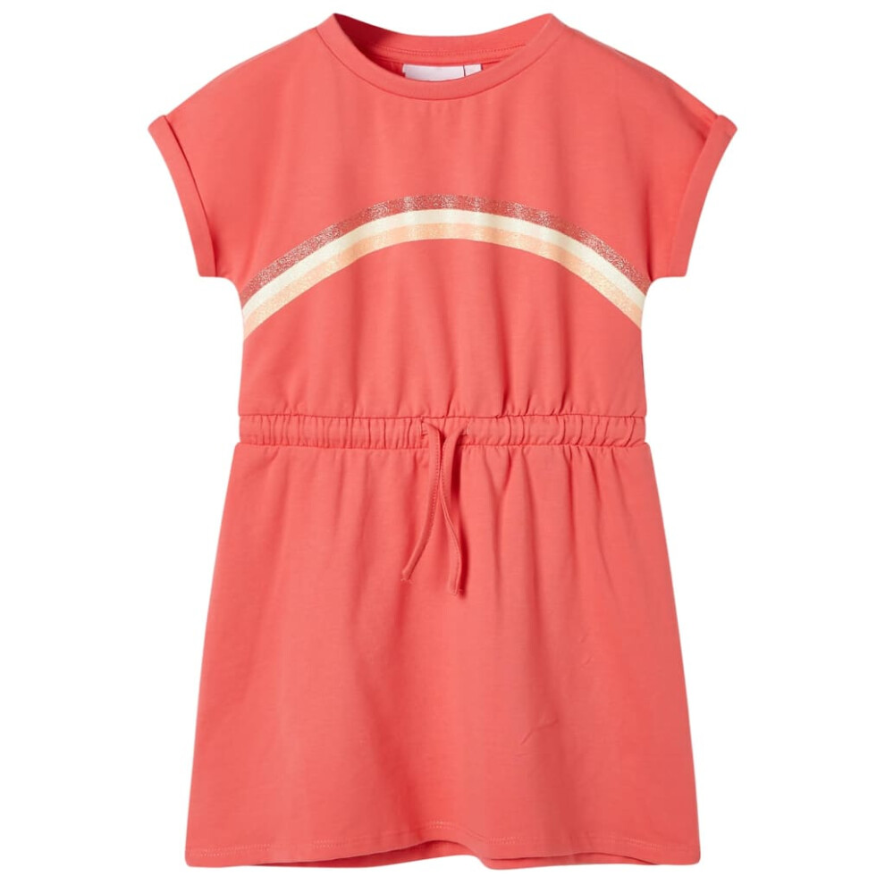 Kids' Dress with Drawstring Girls' Dress Kids Children's Short Dress Coral 92