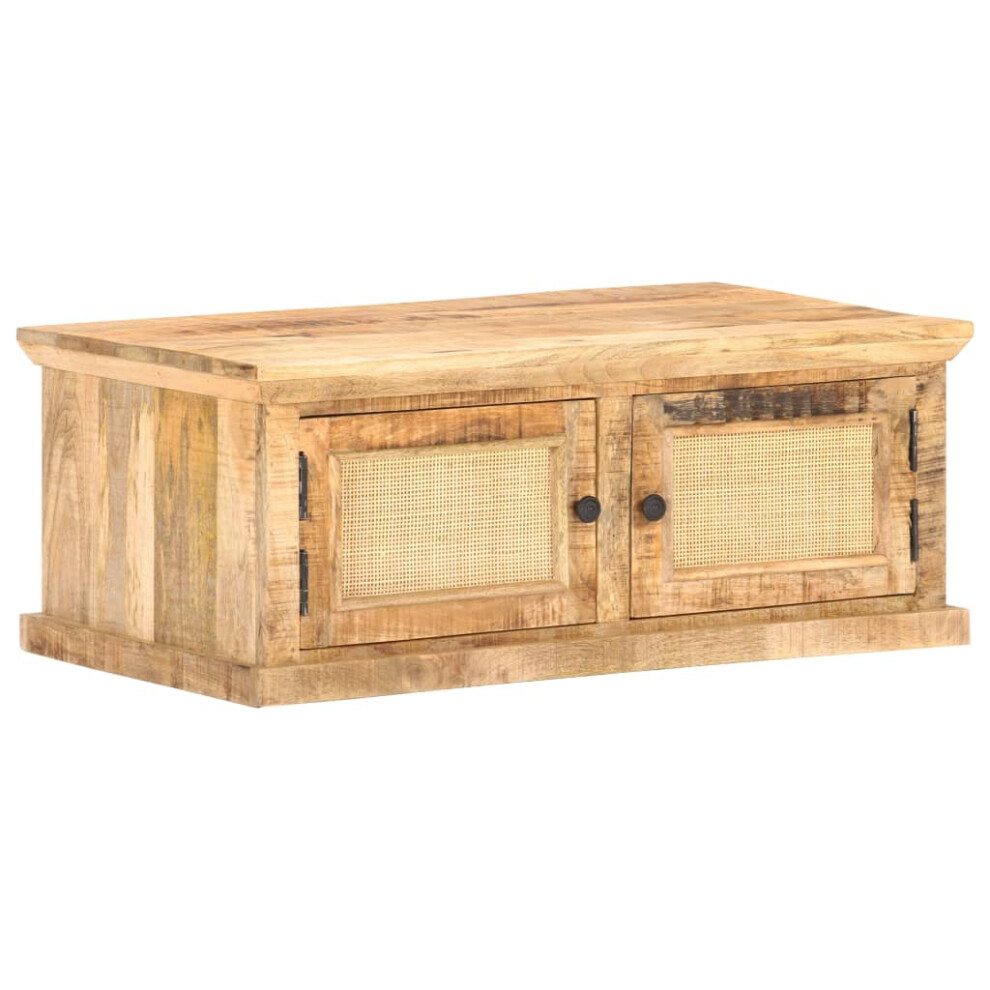 Vidaxl Solid Mango Wood Coffee Table Natural Cane Side Tea Table Living Room