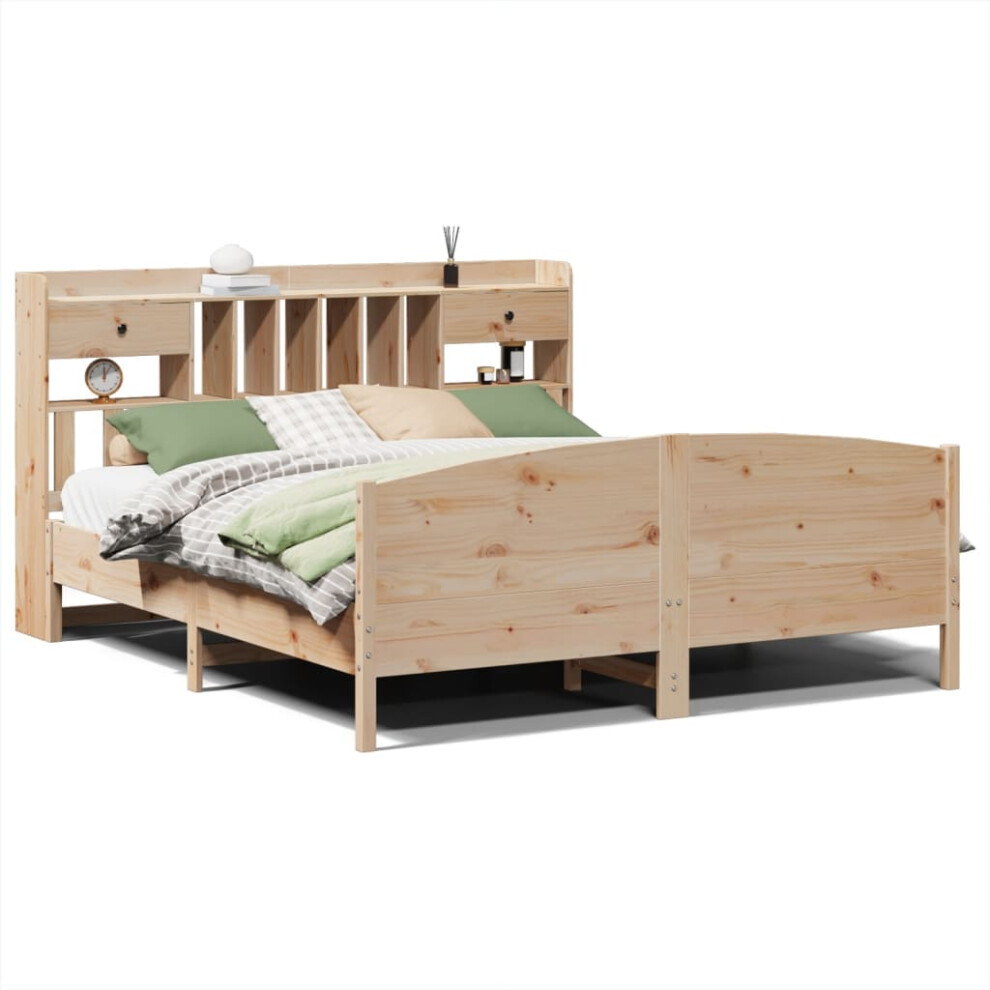 vidaXL Bookcase Bed Without Mattress Home Bed Base 200x200cm Solid Wood Pine