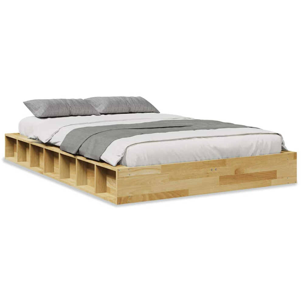 vidaXL Bed Frame Without Mattress 120x190 Cm Solid Wood Oak Bedroom Furniture