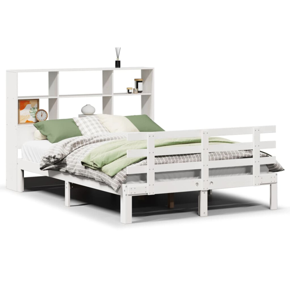Vidaxl Bookcase Bed Without Mattress Bed Base White 160X200cm Solid Wood Pine