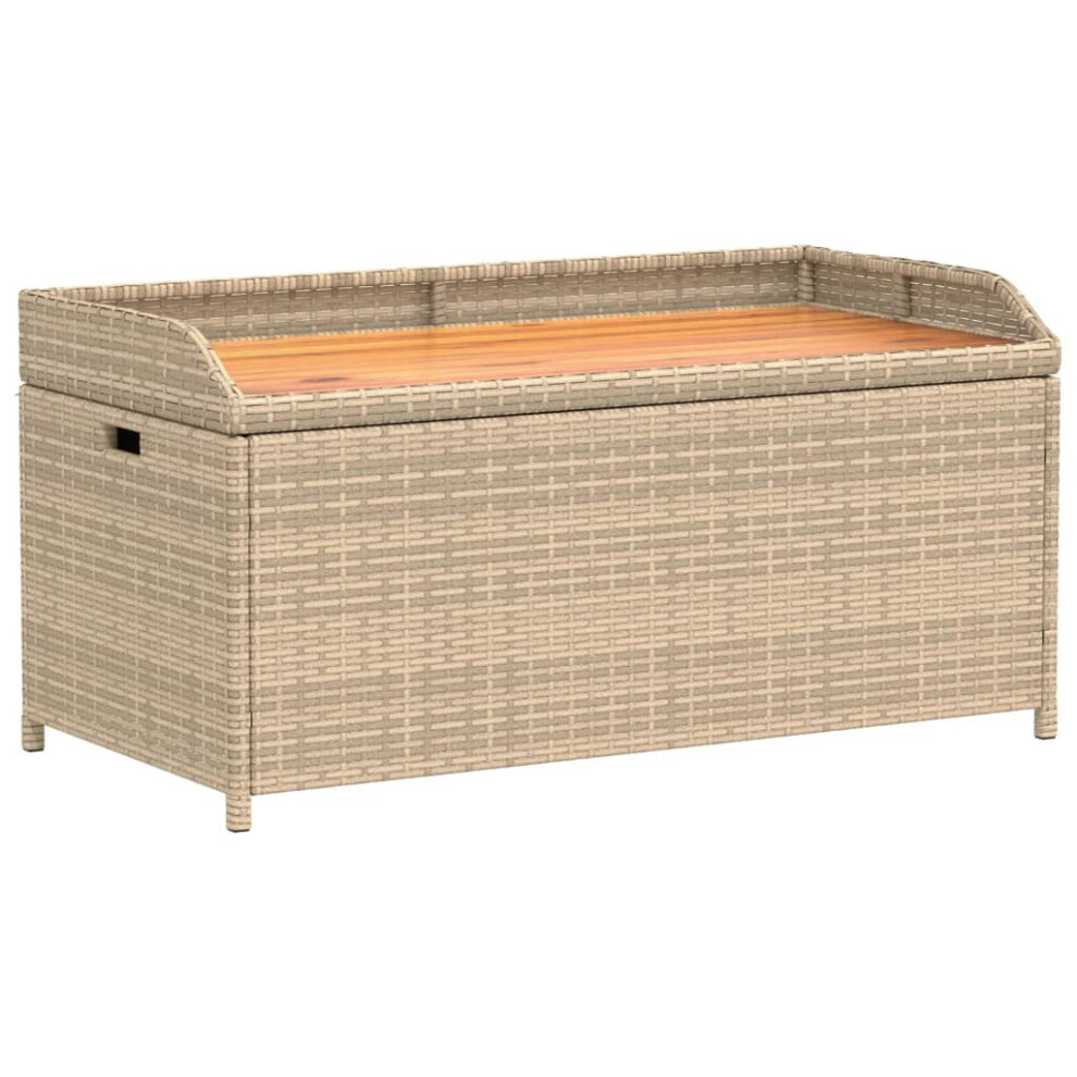 vidaXL Storage Bench Outdoor Bench Seat Mix Beige Poly Rattan and Acacia Wood