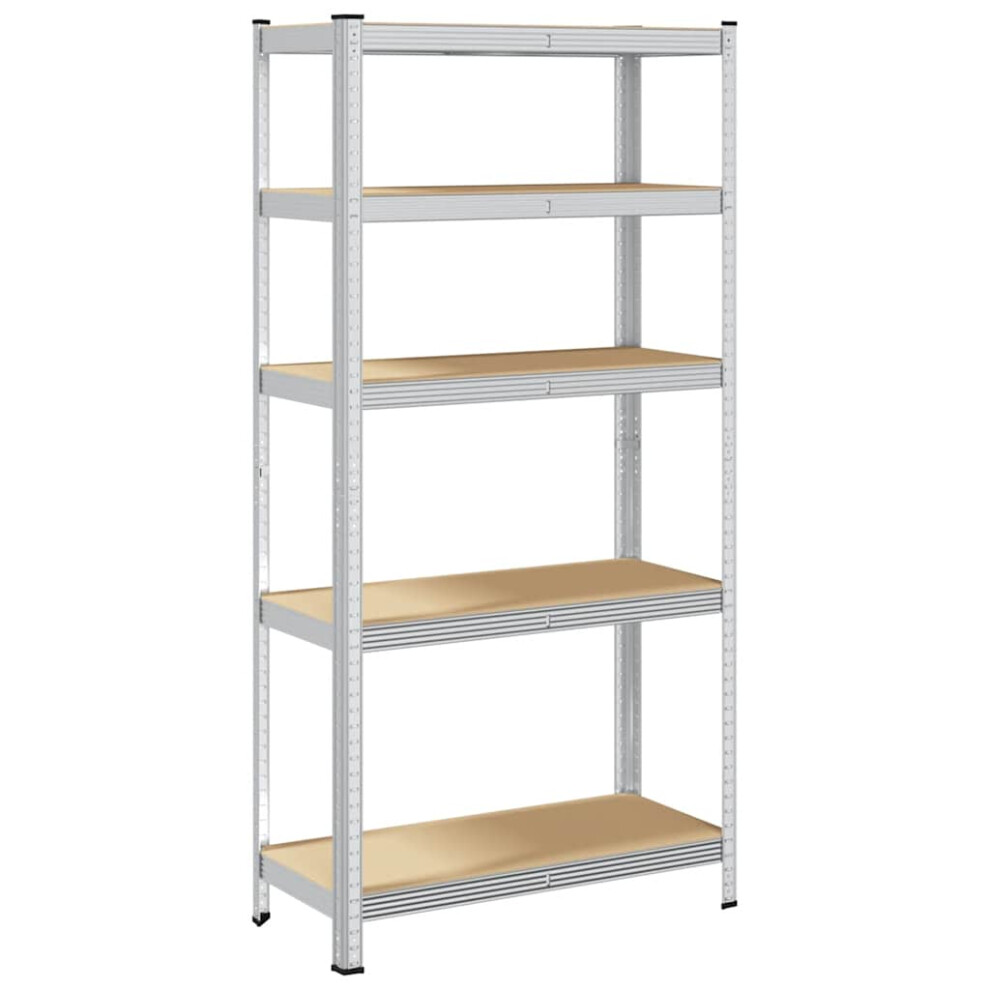 vidaXL 5-Layer Storage Shelf Silver Steel&Engineered Wood Garage Shelving