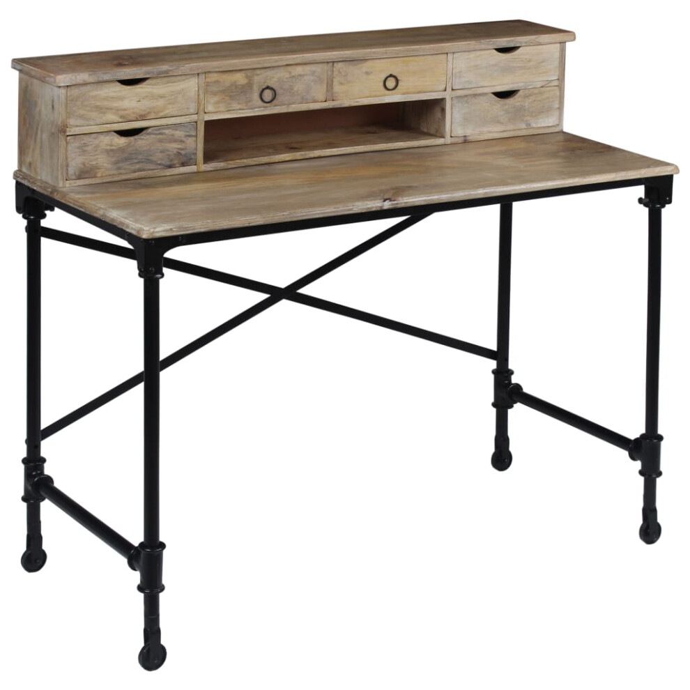 vidaXL Solid Mango Wood and Steel Writing Desk 110x50x96cm Computer Table