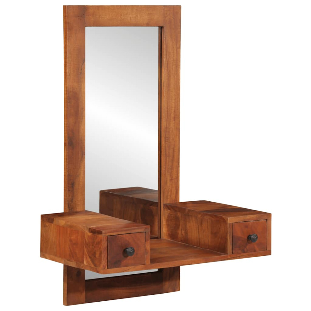 vidaXL Wall Mirror With Drawers 60x33x90 Cm Solid Wood Acacia Mirror