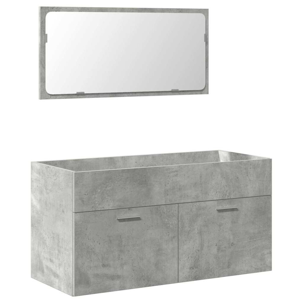 Vidaxl Bathroom Cabinet With Mirror Concrete Engineered Wood Grey