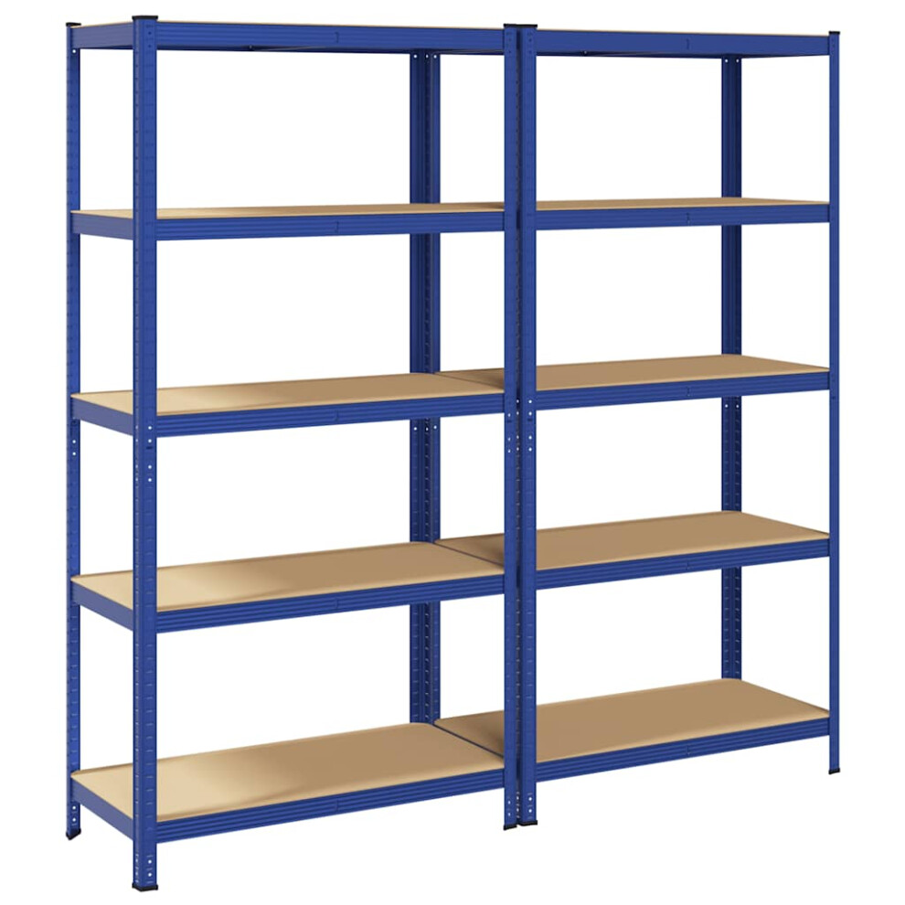 vidaXL 5-Layer Storage Shelves 2 pcs Blue Steel&Engineered Wood