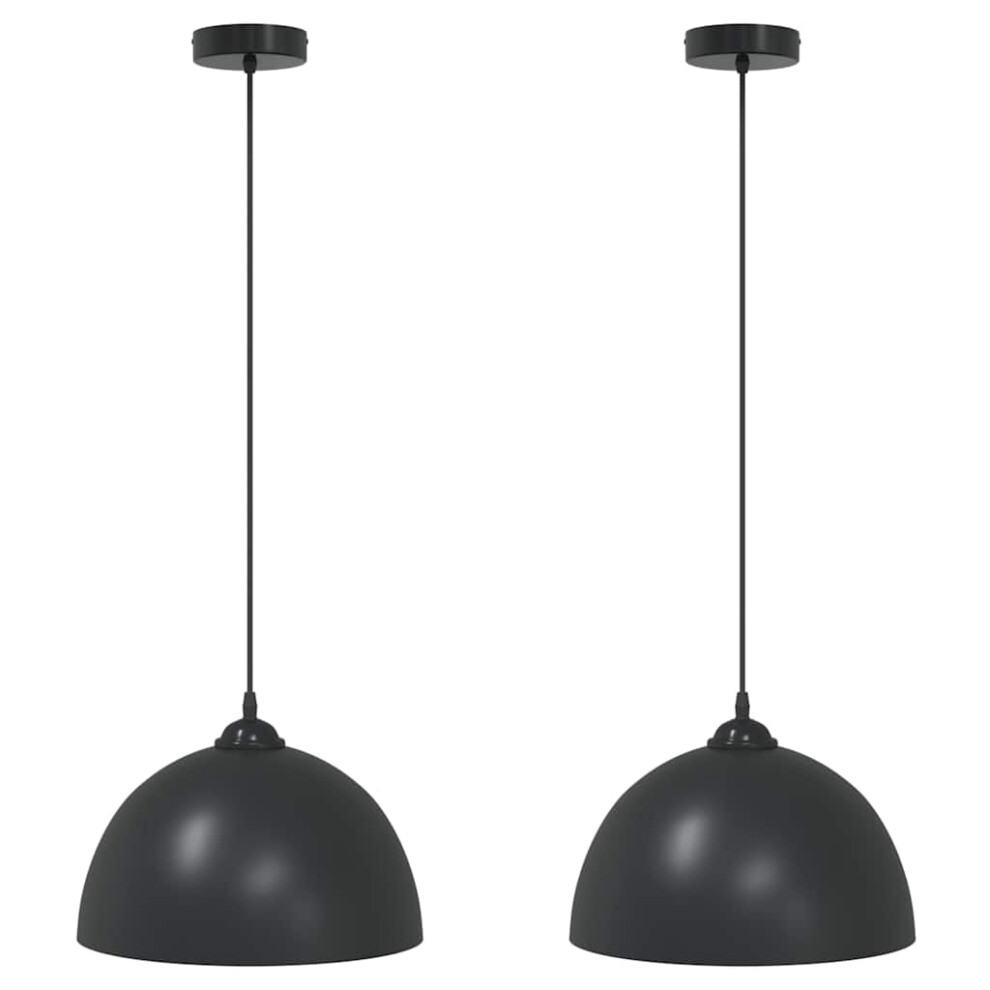 vidaXL Pendant Lamps 2 pcs Height Adjustable E27 Black Ã 30 cm Metal