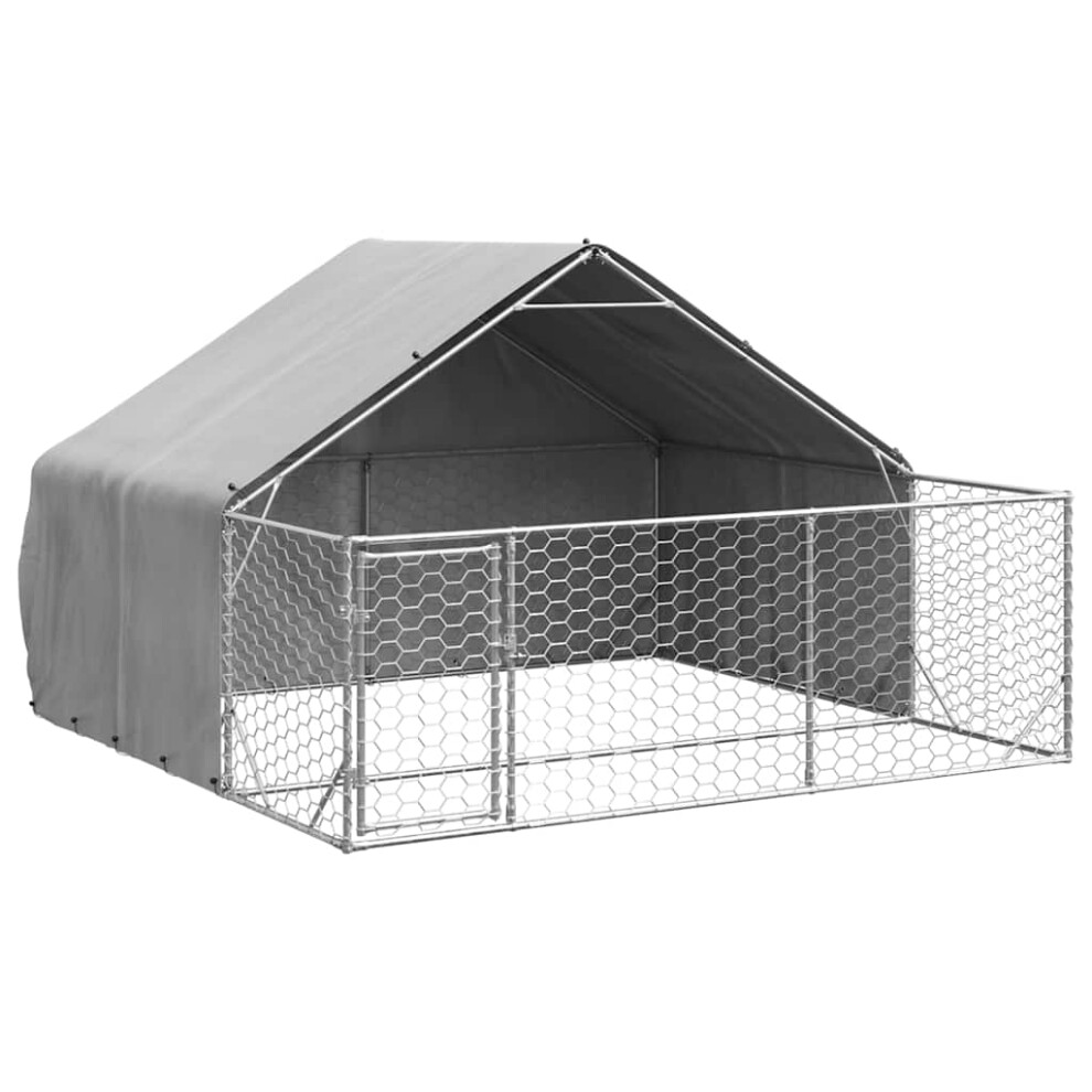 vidaXL Outdoor Dog Kennel with Run 3x3x1.9 m Galvanised Steel outdoor dog cage