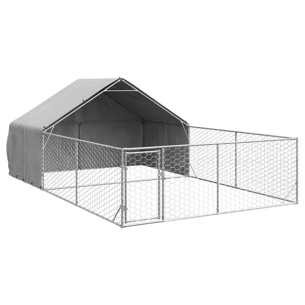 vidaXL Outdoor Dog Kennel with Run 6x3x1.9 m Galvanised Steel outdoor dog cage